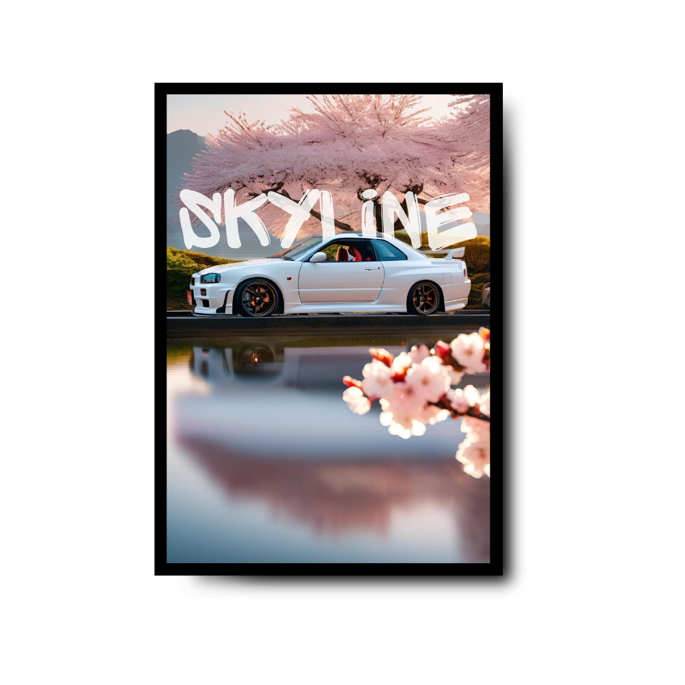 Plakat Nissan Skyline R34 GTR Biały