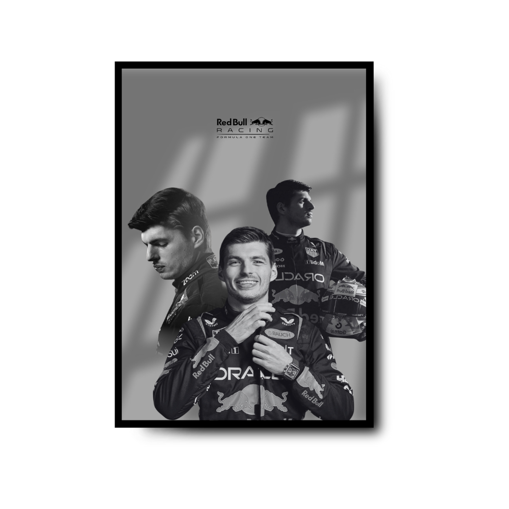 Plakat Max Verstappen Czarno Biały
