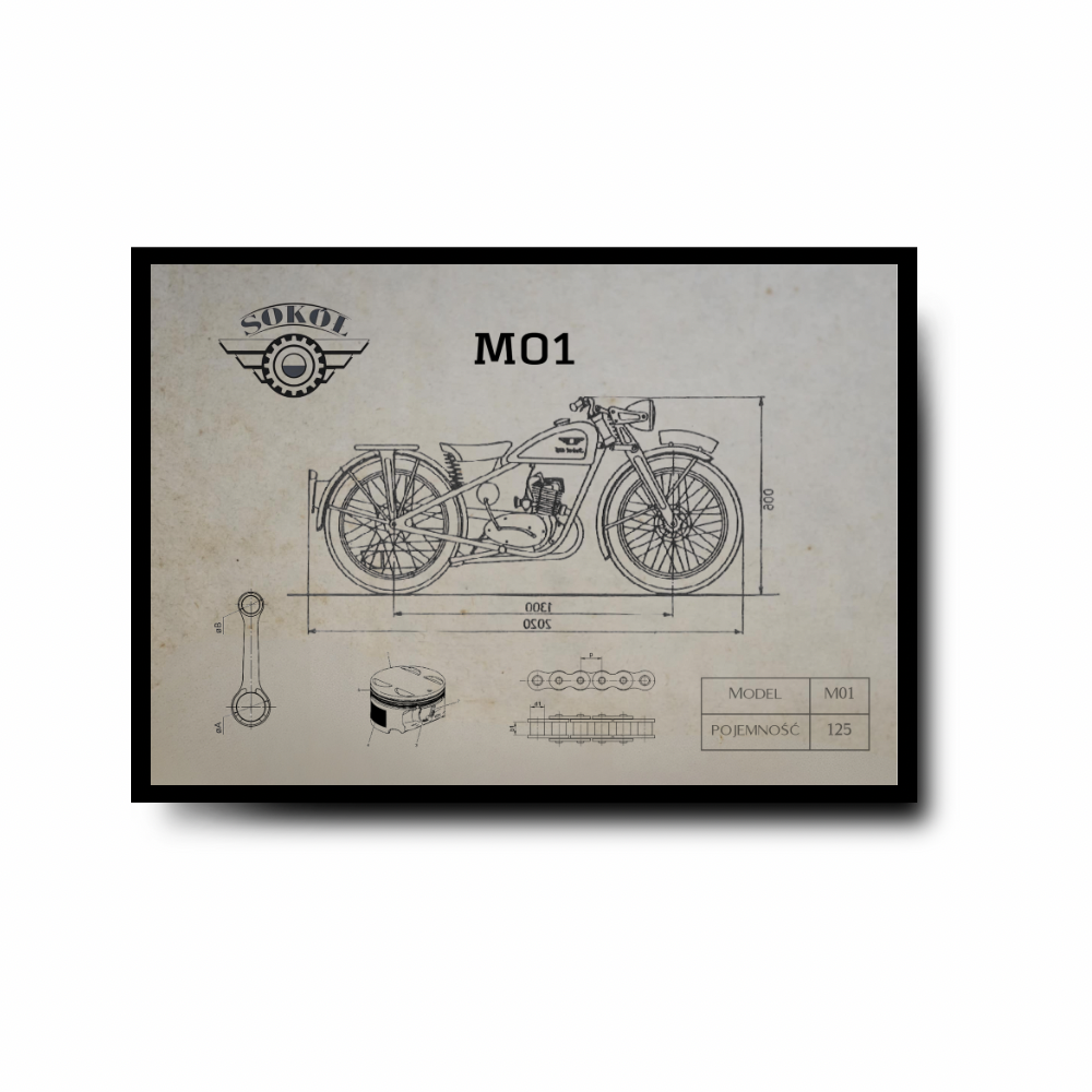 Plakat Sokół M01 Techniczny Rysunek