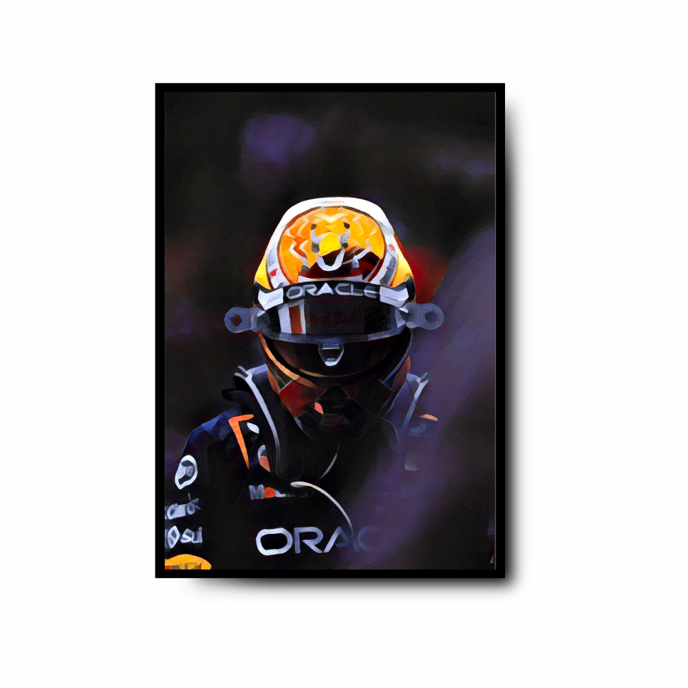 Plakat Max Verstappen w zwycięskim kasku
