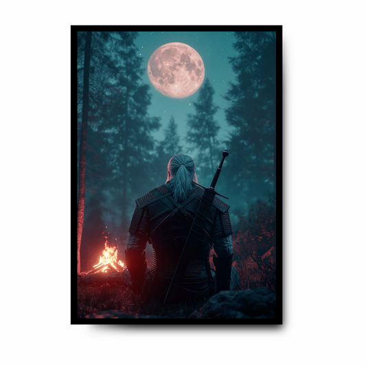 Plakat Wiedźmin przy ognisku