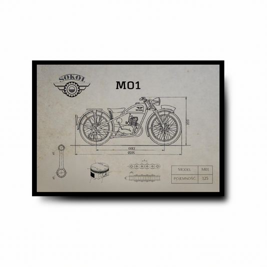 Plakat Sokół M01 Techniczny Rysunek